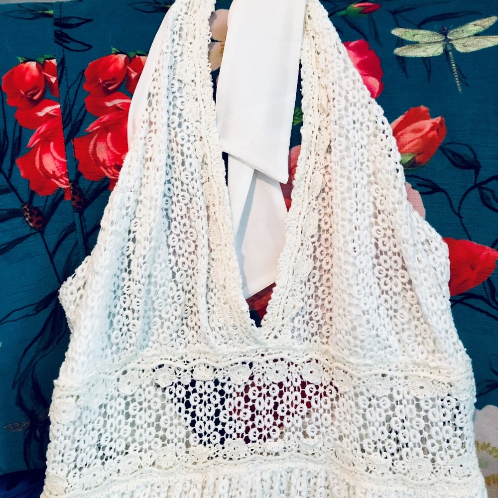 Crochet Halter white dress